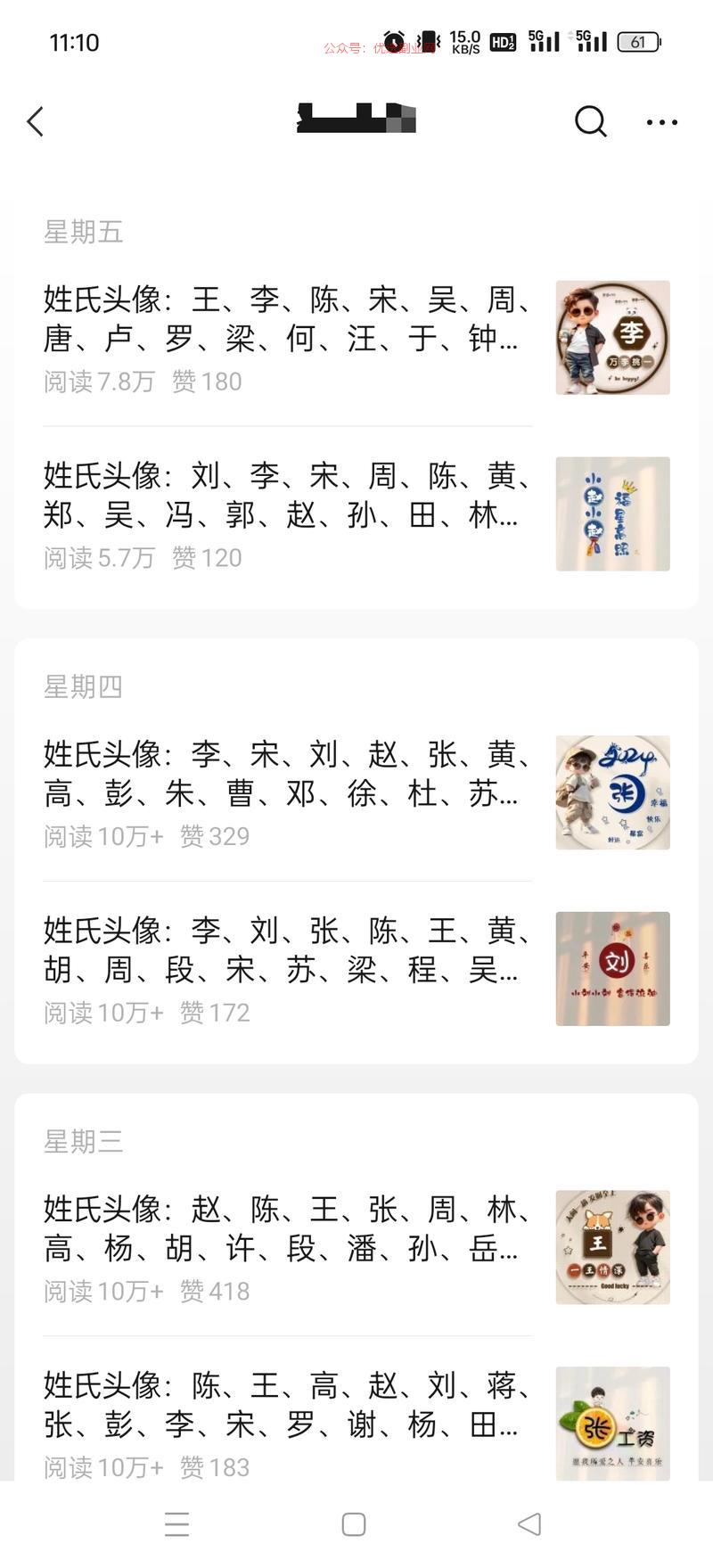 这个号做姓氏头像，天天…#情报-搞钱情报论坛-网创交流-优选副业网